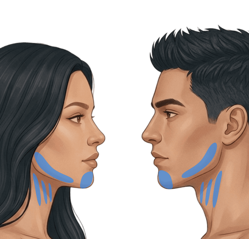 Nefertiti + Chin (Mentalis) treatment zone