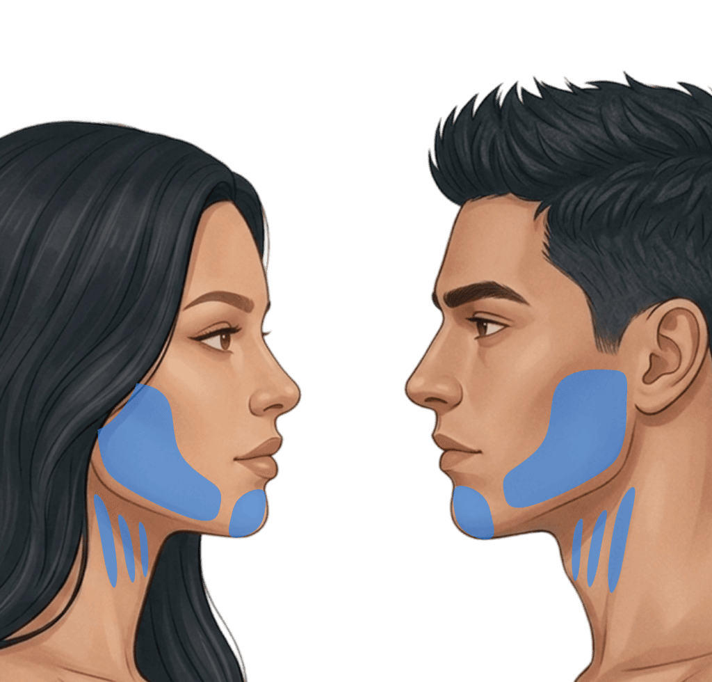 Nefertiti + Chin + Masseter treatment zone